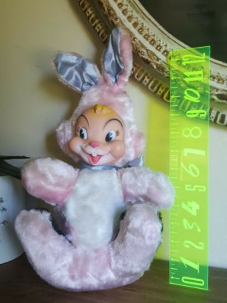 Vintage Rushton? Type 1960s Rubber Face Plush Easter Bunny Rabbit Stuffed Toy