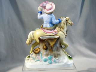 Vintage GERMAN PORCELAIN FIGURINE - BOY ON A HORSE 3