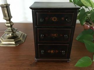 Antique Victorian Miniature Dresser/chest Of Drawers/hand Painted/jewelry Box