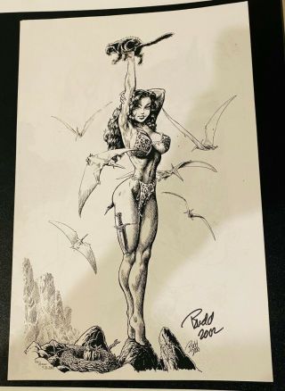 Cavewoman The Rescue 17x11 Convention Print 8 Signed Budd Root 2002