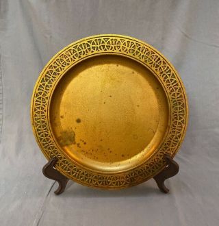 Antique Tiffany Studios York Bronze Tray 9 " Round Platter Circle Edge Design
