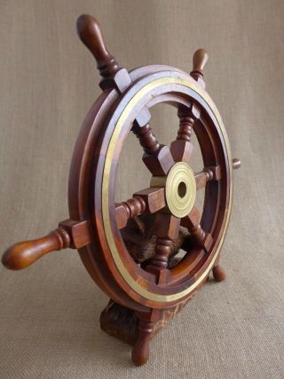 Vintage Wooden Ships Wheel Boat Yacht Sailing Home Art Deco