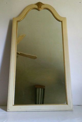 Vintage Mid Century French Provincial Art Deco White/cream/gold Wood Wall Mirror