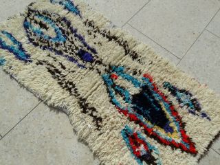 Vintage Moroccan Azilal Rug Handmade Old Beni Ourain Carpet Berber 5 ' 1 