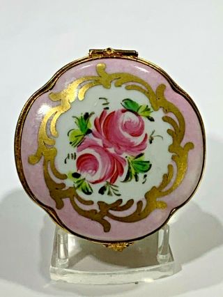 Antique Limoges France Hand Painted Elegant Porcelain Floral Trinket Box