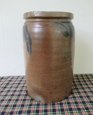 Antique Crock Stoneware David Parr One Gallon Cobalt Dec Salt Glaze Richmond,  Va