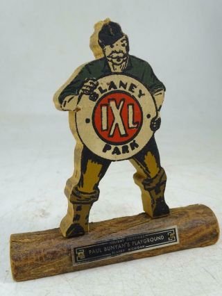 Vintage Blaney Mi Paul Bunyan Playground Souvenir Wood Figurine Ixl Park Antique