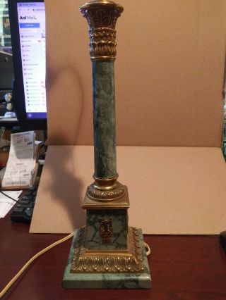 Antique French Empire Green Marble Lamp Bronze Ormolu France 3