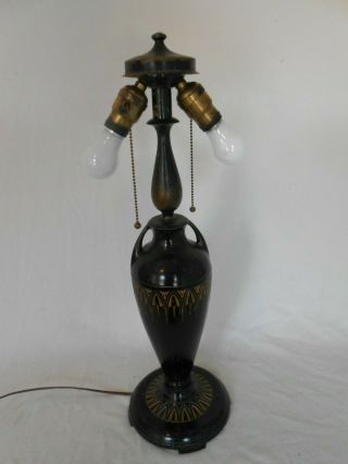 Antique Moe Bridges Art Deco Lamp Base For Slag Glass Lamp,  Reversed Painted Lamp