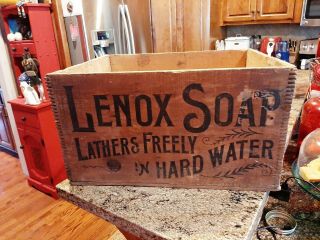 Antique Lenox Soap Advertising Wood Box Crate