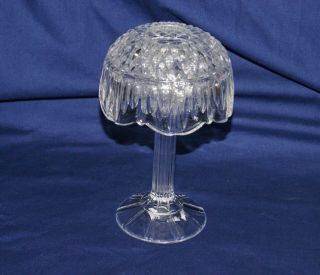Vintage Clear Cut Glass 7 1/2 " Fairy Light Lamp - 2 Piece Slender Candle Holder