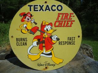 Vintage 1967 Texaco Fire Chief Gasoline Porcelain Gas Oil Sign Station