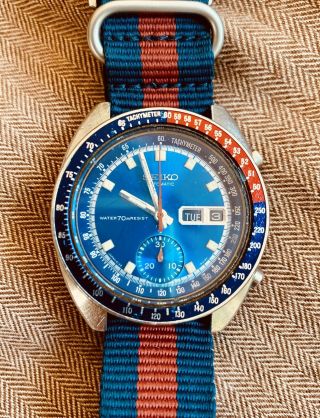 Vintage Men’s 1970s Seiko Pepsi Bezel Chronograph Watch Retro,  Trendy,  Cool