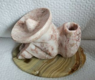Vintage Carved Marble Alabaster Mexican Sombrero Siesta Vase Toothpick Holder