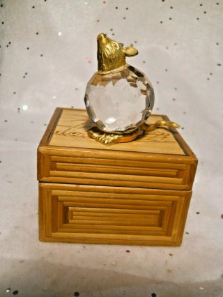 Crystal Mouse Rat Figurine Paperweight Faceted Gold Tone Head Feet,  Bamboo Box