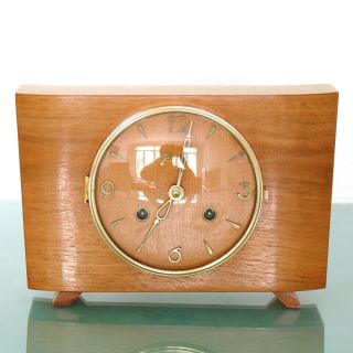 Hermle Vintage Mantel Clock High Gloss Rare Model 3 Bar Chime German Mid Century