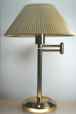 Antique Stiffel Brass Mid Century Swing Arm Articulating Lamp With Shade