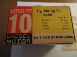 Vintage Jan David Andersen Satellitt 10 Diesel Motor Model Airplane Engine 3