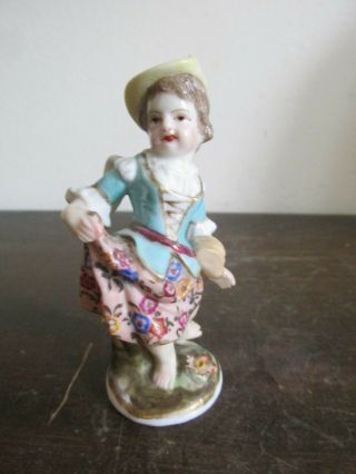 Antique Dresden Germany Porcelain Girl Figurine 3.  5 "