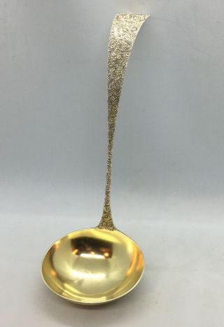 Vtg.  Antique J.  E.  Caldwell Sterling Silver Punch Ladle Very Large Gold Wash