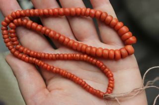 27gr Antique Salmon Coral Necklace Natural Undyed Beads 2