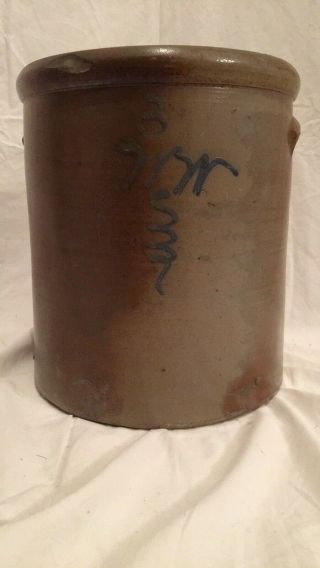 Antique Vintage Stoneware Glazed Beige Pottery Crock