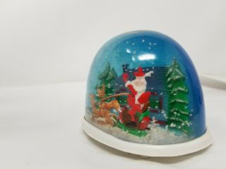 Vintage Christmas Plastic Snow Globe Snow Dome Santa Reindeer Trees 4 