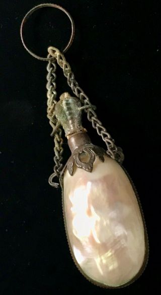 RARE Antique Victorian Mother of Pearl Scent Bottle Chatelaine Snuff Bottle 2