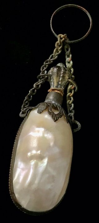 RARE Antique Victorian Mother of Pearl Scent Bottle Chatelaine Snuff Bottle 3
