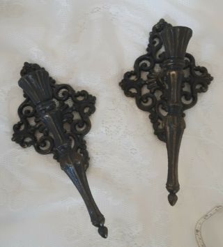 Vintage Aluminum Wall - Candle Holders - Set Of Two - Gothic - Medieval Style