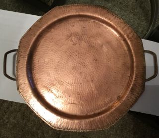 Vintage Large Hammered Copper,  Roycroft,  Hexagonal Handled Tray