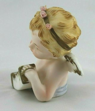 Vintage Napco Ceramics Angel Cherub Bust w/Concertina Accordion Figurine F509 4 