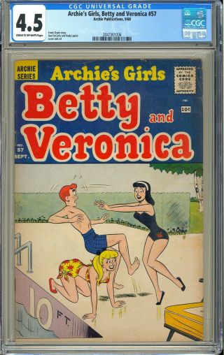 Archie’s Girls Betty And Veronica 57 Silver Age Teen Comic 1960 Cgc 4.  5