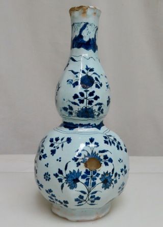 Antique 18th c English Tin Glazed Delftware Chinoiserie Double Gourd Vase 80428 3