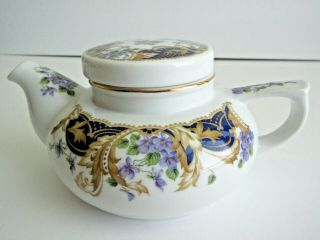 Japan Andrea By Sadek " Royal Violets " Floral Individual Ceramic Lidded Teapot