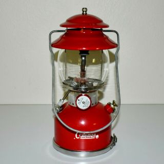 Vintage Coleman Red Lantern 2/64 Usa Model 200a With Storage Base & Mantle