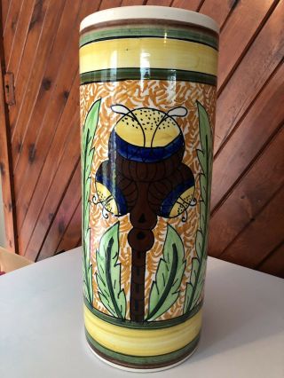 Vintage Ceramic Umbrella/cane Stand Hand Painted Spain