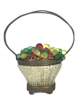 Antique Czech Czechoslovakian Art Glass Fruit Basket Lamp Parts Or Restoration