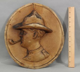 Antique 19thc Folk Art Carved & Painted Wood Span Am War,  Artillery Soldier,  Nr