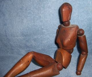 Antique 1890 ' s FRENCH Wood Wooden Artist Lady Mannequin Doll Jointed Articulated 2