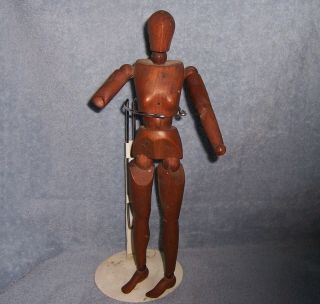 Antique 1890 ' s FRENCH Wood Wooden Artist Lady Mannequin Doll Jointed Articulated 3