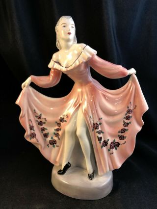 1940s Goldscheider Everlast Corp Usa 12 " Art Deco Dancer Lady 523 Figurine