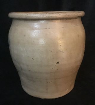 Antique Saltglazed Stoneware Ovoid Crock With Cobalt Bee Decoration 3
