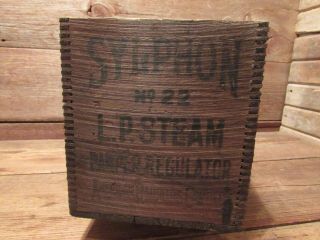 Vintage Antique Rare Wood Box Crate Sylphone No.  22 L.  P.  Steam Damper Regulator