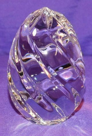 Rogaska Crystal Oval Art Glass Egg Shape Paperweight W/ Swirl Cuts