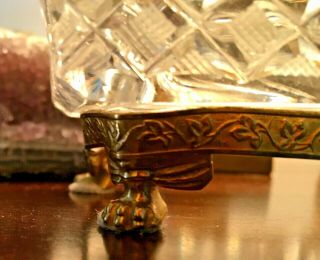 Vintage French hinged,  cut crystal,  Claw foot Dresser jewelry/ trinket /box 3