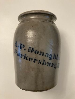 A.  P.  Donaghho Parkersburg W.  Va.  Antique Crock