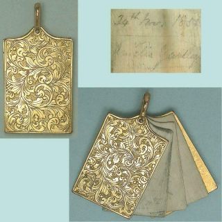 Antique Gilded Chatelaine Aide - Memoire / Notebook English Circa 1850s