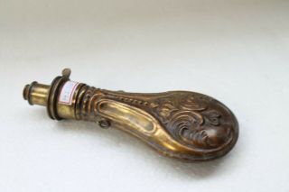 Antique Brass English G & J W Hawksley Sheffield Gun Powder Flask Bottle Nh4210