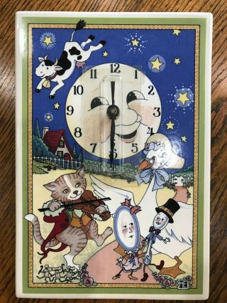 Mary Engelbreit Ceramic Wall Clock Hey Diddle Diddle,  Cow Jumps Over The Moon.